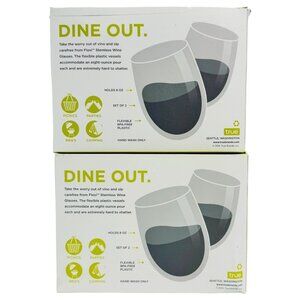 TRUE Flexi Dine Out 8 oz Clear Plastic Stemless Wine Glass 2 Each Box (2-Pack)